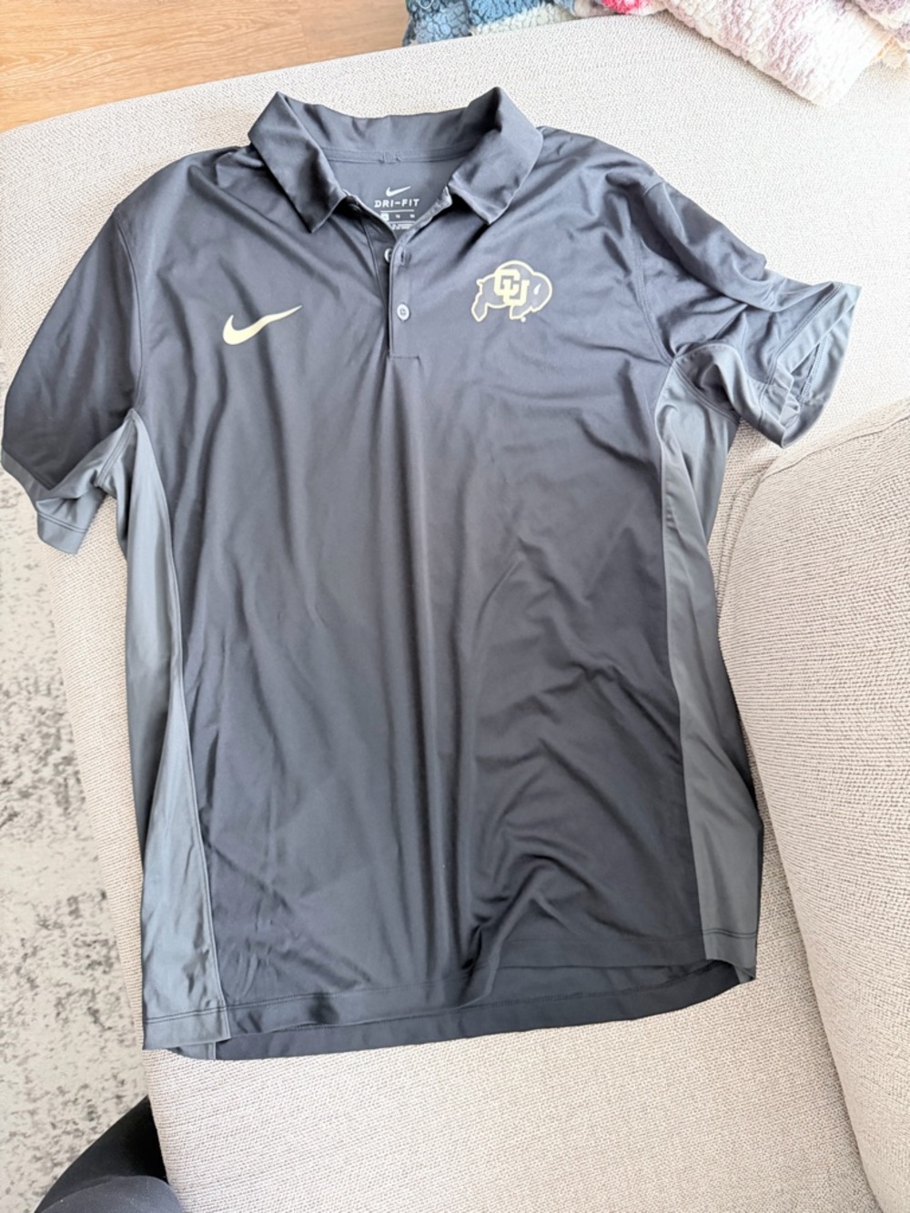 Nike Men’s Black Polo with Gold CU Buffaloes Logo